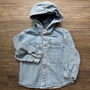 Zara Light Blue Kids Denim Jacket with Hood